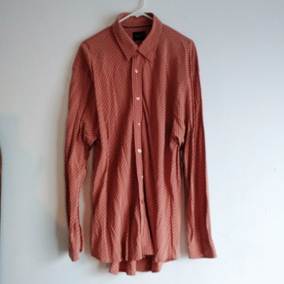VERY TALL XL Men INDIGO PALMS Rusty brick Burnt orange-brown color Dress shirt - Picture 6 of 8